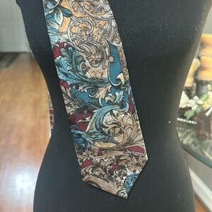 Giannelli Milan New York Blue teal color Gold tab Italian Silk Tie Vintage